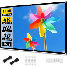 Taotique 72" 16:9 HD Foldable Portable Projector Screen, Double-Sided, Anti-Crease, Indoor/Outdoor, Compatible with All Projectors