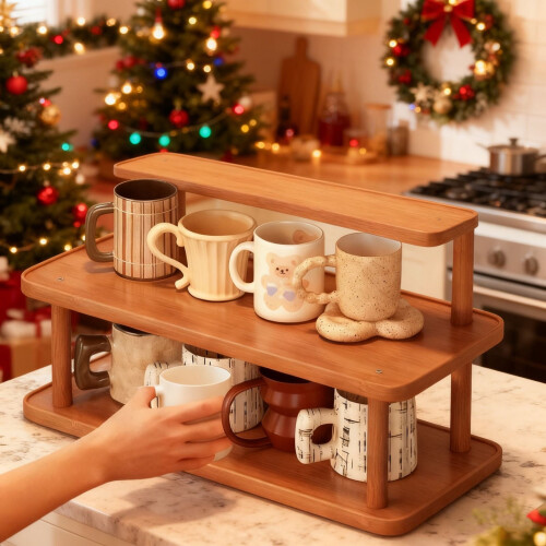 Étagère de rangement de bureau en bois à 2 niveaux, marron 2