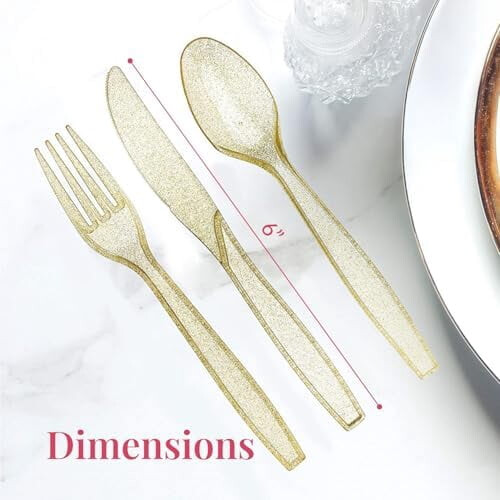 Gold Plastic Flatware Set 180 pcs (60 forks 60 knives 60 2
