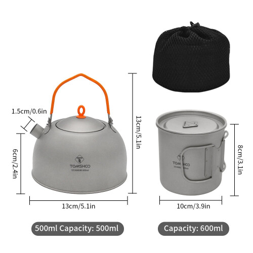 600ml Titanium Tea Kettle Set – Compatible with Open Fire & Camp Cooking 2
