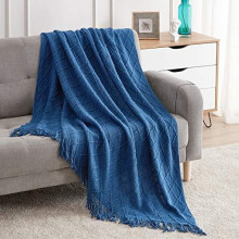 Royal Blue Throw Blanket 60x80 Inches Throw Textured Solid Soft Sofa Throw Couch Knitted Decorative Blanket