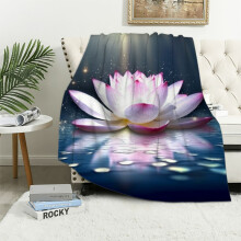 Dekentje met lotusbloemmotief, zacht flanel, 60x80 inch