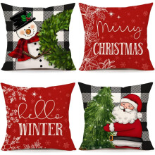 Rode kerstkussenhoezen 18x18 inch, set van 4, polyester