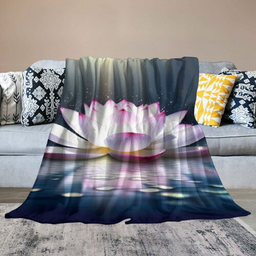 Lotusblomst tæppe, blød flannel, 150x200 cm 1