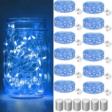 Kit com 12 luzes de fada LED para o Dia dos Namorados, alimentadas por bateria, à prova d'água, fio prateado de 2,13 m, 20 LEDs em formato de