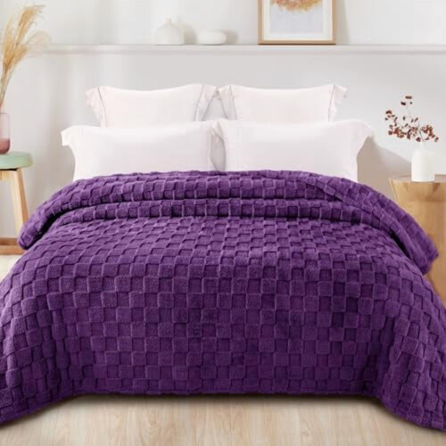 Κουβέρτα Queen Fleece από Φανέλα Μωβ 90x90 εκ. 2