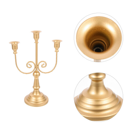 Castiçal de ferro dourado com design de múltiplas cabeças DEEPCRAFF (1 conjunto) 2