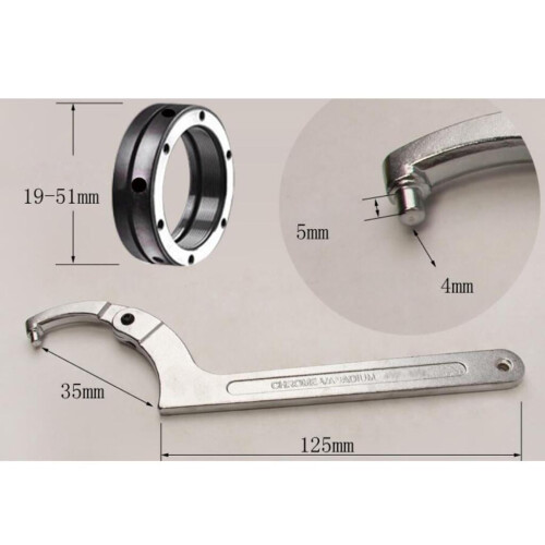 Adjustable Hook Wrench C Spanner 19-51mm for 1