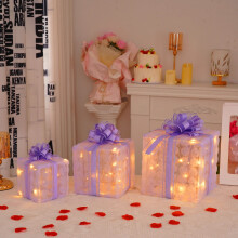 3-Pack Lighted Christmas Gift Boxes, LED Decor for Indoor/Outdoor, Compatible with Holiday Displays