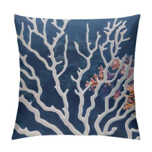Kissenbezug-Set „Nautical Ocean Blue Coral“ – Leinen-Zierkissenbezüge für Zuhause, Garten und Landhausstil