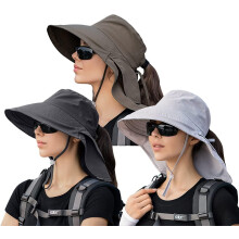 3-pakning dame hestehale solhatt med halsklaff bred brem UV-beskyttelse bøttehatt sommer strand fiske fotturer hage UPF50+