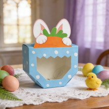 Boîtes à dragées lapin de Pâques (10 pièces, 8,9 x 7,1 cm), avec fenêtre transparente, pliables, pour la chasse aux œufs et la décoration de