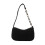 Bolsa de ombro feminina preta macia com zíper. 1