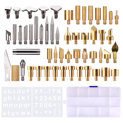 Kit de pirografia com estênceis e 57 pontas – Compatível com Jabey, Funien e Qahm 1