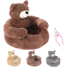 Teddybär-Hundebett XL für kleine Hunde und Kätzchen