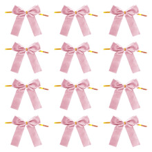 12 Pcs Christmas Bows Velvet Ornaments Tree Decorations Soft Pink Fabric for Holiday Wreaths Front Door Farmhouse