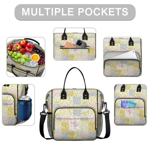 Μονωμένη, αδιάβροχη τσάντα φαγητού με floral print για γυναίκες – Συμβατή με τη 1