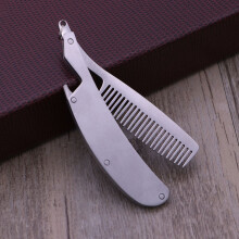 Stainless Steel Mustache Comb for Men, Folding Design with Smooth Teeth, Gentle on Skin, Portable Grooming Tool