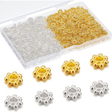 400 stuks 6 mm bloemvormige Tibetaanse madeliefjes metalen legering sieraden afstandhouders voor armbanden, kettingen, oorbellen, 8 kleuren (goud,