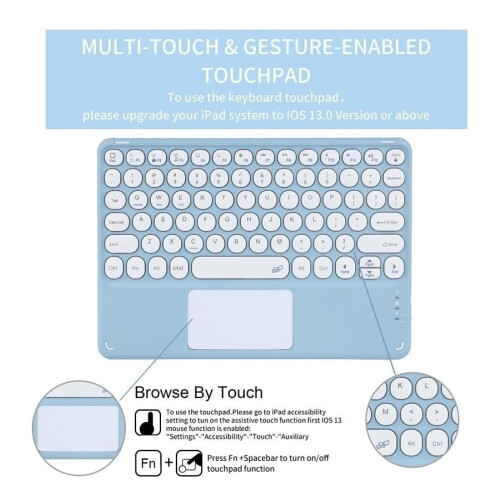 Conjunto retrô de teclado e mouse compatível com iPad de 10,2" (7ª e 8ª geração) - Capa protetora inclusa 2