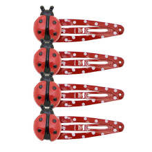 Pinzas para el cabello de mariquita para niñas y mujeres: pasadores de resina con forma de animal de dibujos animados con lazo rojo, resorte de