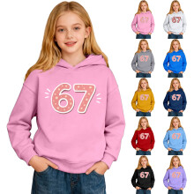 67Hoodie Kids Six Seven Meme Crăciun Hanorac Casual Mânecă Lungă Imprimat Hanorac Pulover Top pentru Fete și Băieți Negru