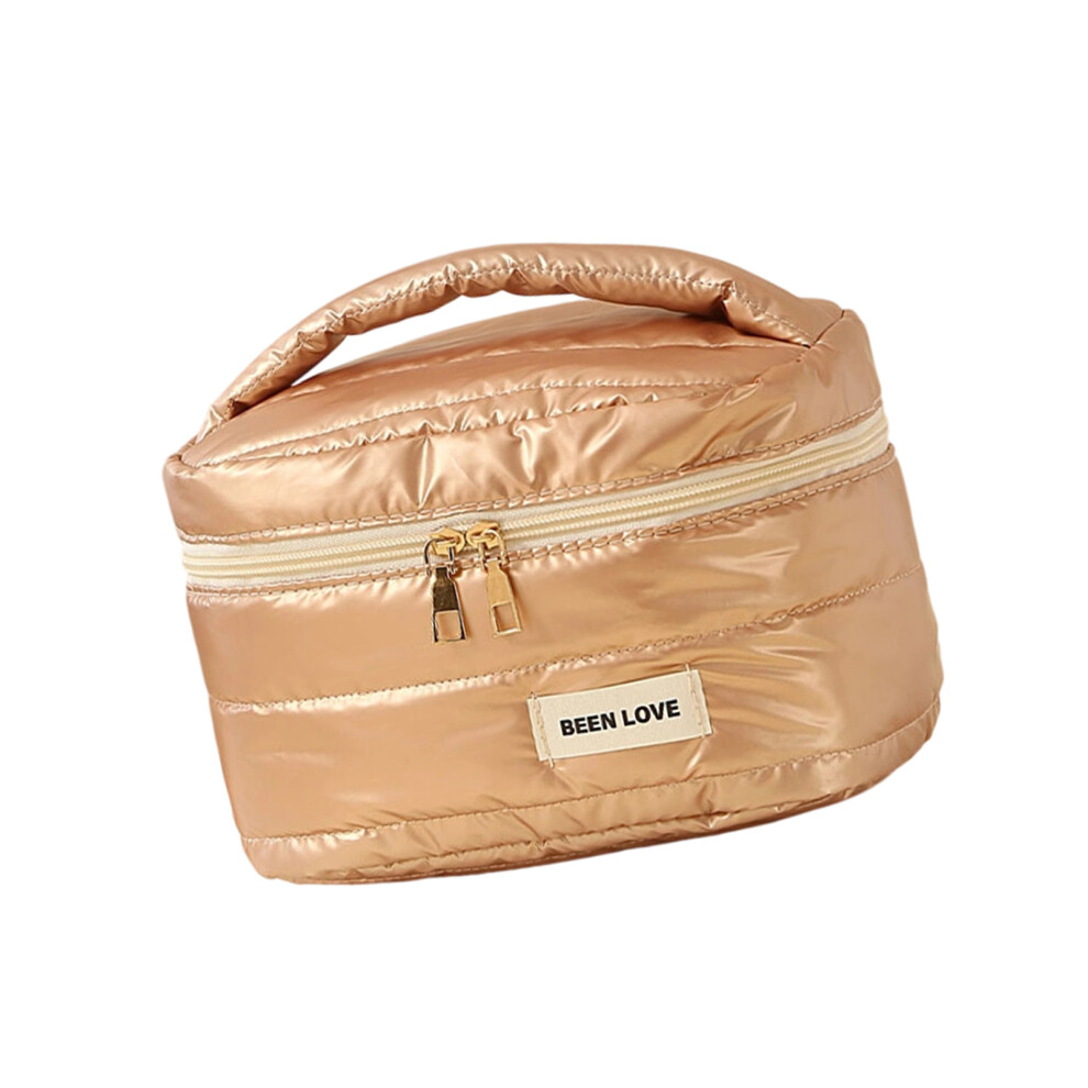 Gold Travel Friendly Waterproof Cosmetic Case- Square Bag L