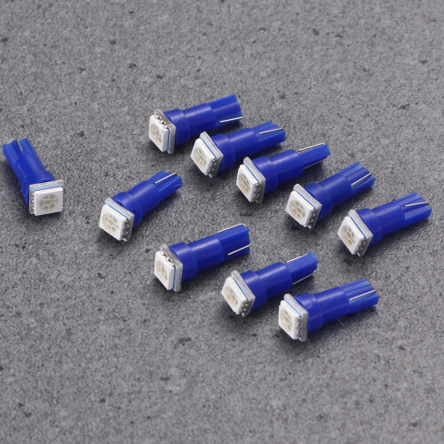 Lyspærer til instrumentpanel og instrumentpanel, 10 stk. blå T5 5050SMD kileformede LED-pærer
