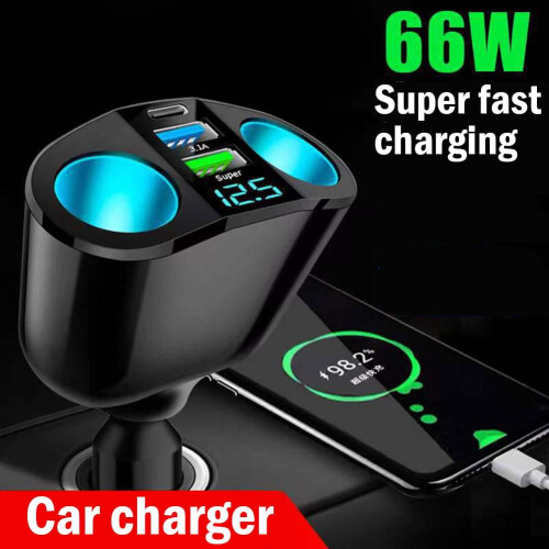 Adaptor brichetă auto dual USB 12V cu LED, splitter, prize, Marea Britanie 2