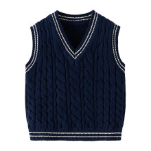 Mikilon Boys Sweater Vest Size 1-8 Years Cable V-Neck Knitted Uniform Sweaters Girls Clothes Dress Vest