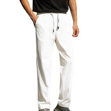 Pantalones de hombre Lulshou, color liso, pierna recta, estilo casual, con cintura elástica para mayor comodidad en el día a día y en la oficina,