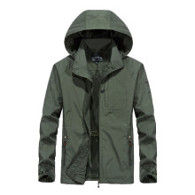 Winterjas met capuchon voor heren, winddicht en waterdicht, ideaal voor wandelen en hardlopen in de buitenlucht, legergroen, maat 5XL, geschikt voor