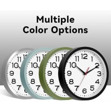 8" Silent Battery Wall Clock – Modern Silver Analog Clock for Kitchen, Bathroom, Office, Bedroom (Compatible with AA batteries)