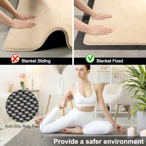Non-Slip Rug Pad 2 x 5 Feet Extra-Thick Black 2