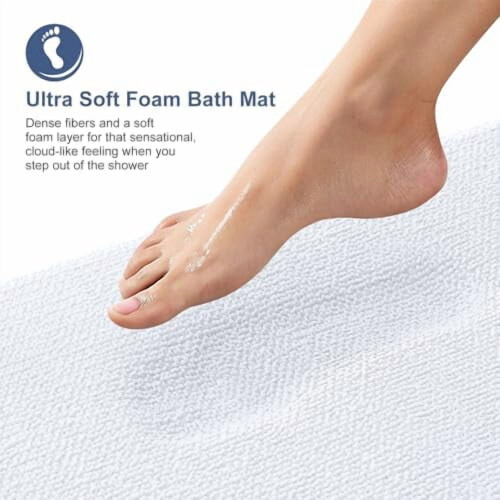 Memory Foam Bath Mat 24 x 20 in White 1