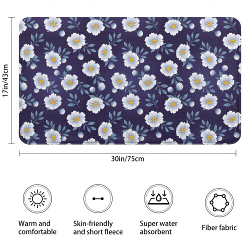 Χαλί μπάνιου Pioneer Flower Floral, αντιολισθητικό χαλάκι μικροϊνών με επένδυση από 2