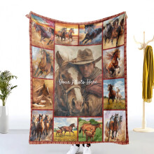 Flanelldecke mit Pferdemotiv, 150 x 200 cm, warm und weich.