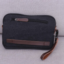 Mens Clutch Bag 1Pack Black Canvas Wallet with Multi-pocket and Large Capacity for Business