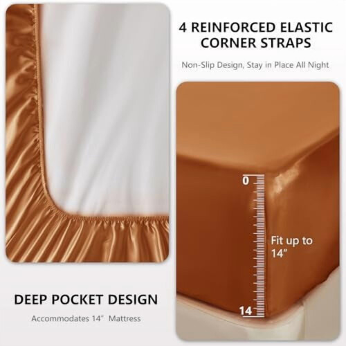 Ensemble de draps King Satin 4 pièces en polyester 2