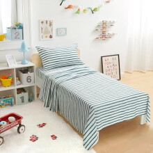 Kid's Soft Easy-Wash Lightweight Microfiber 3-Piece Sheet Set, Twin, Green Stripes