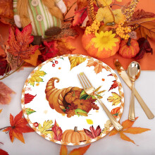 Assiettes en papier Feuille d'automne 25 cm, lot de 10