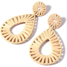Raffia Tassel Hoop Drop Earrings Handmade Fashion Statement Jewelry for Women