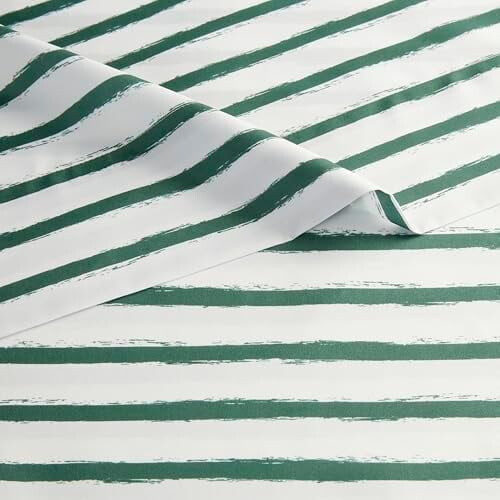 Microfiber Kids' Sheet Set with Pillowcase, 4 Piece, Full, Green Stripes 2