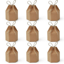 Lot de 50 boîtes hexagonales avec ficelle pour emballage de bonbons et chocolats, idéales pour un mariage.