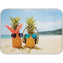 Covoraș de uscare a vaselor Pineapple Beach 16x18in, covoraș de scurgere Seaside Coastal cu buclă – compatibil cu chiuveta de bucătărie