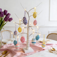 12-Pc Easter Egg Pendant & Light Set, 6cm Colorful Ornaments, Festive Tree Decor, Holiday Lighting Kit – Compatible with Standard Outlets