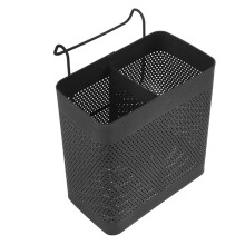 Organizador de cubiertos de acero inoxidable para autocaravanas con ganchos, soporte de cubiertos de 2 compartimentos para cucharas, tenedores y