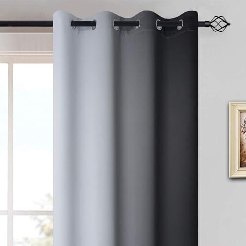 Cortinas opacas com efeito degradê cinza-preto, 52x45 2