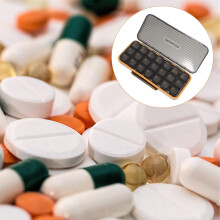 Abschließbarer Wochen-Pillenorganizer, Pillendose, schwarz, ABS, 1 Stück, für Reisen