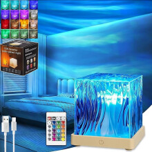 Projetor de luz noturna Aurora Boreal 2026, 16 cores + controle remoto, recarregável, base de plástico – compatível com decoração de festas.